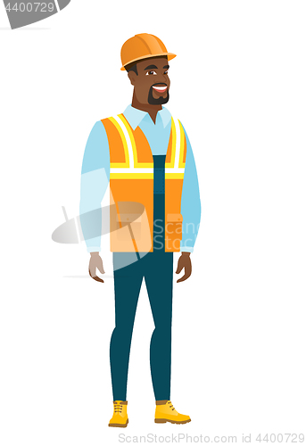 Image of Young african-american happy builder.