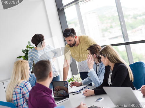 Image of Business Team At A Meeting at modern office building