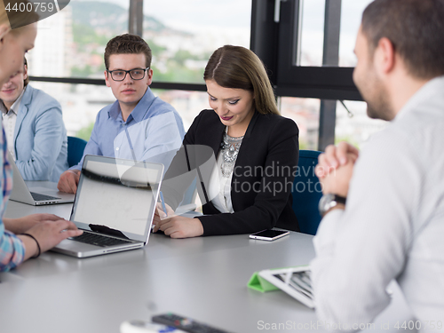 Image of Business Team At A Meeting at modern office building