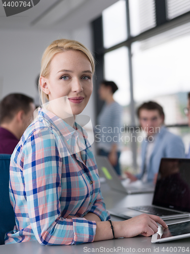 Image of Business Team At A Meeting at modern office building