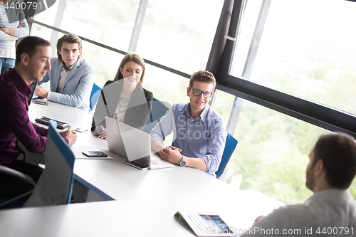 Image of Business Team At A Meeting at modern office building