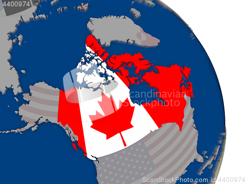 Image of Canada with flag on globe