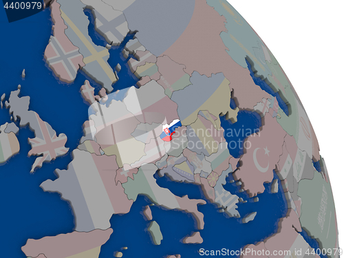 Image of Slovakia with flag on globe