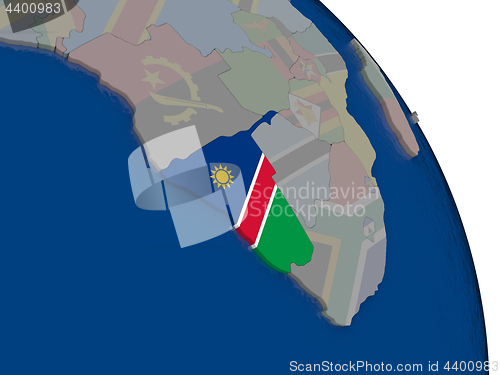Image of Namibia with flag on globe