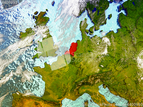 Image of Netherlands on illustrated globe