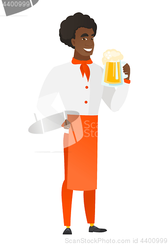 Image of Chef cook drinking beer vector illustration.