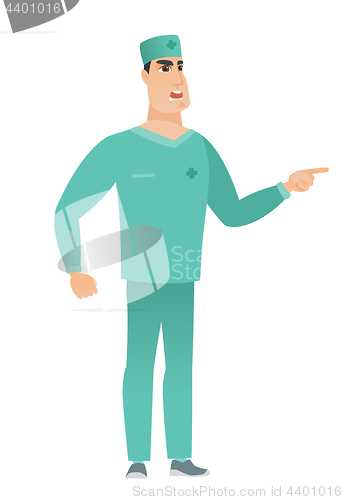 Image of Furious doctor screaming vector illustration.