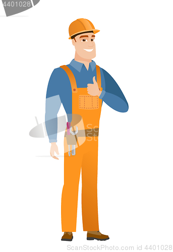 Image of Builder giving thumb up vector illustration.