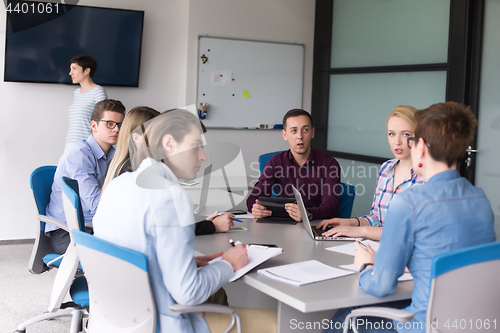 Image of Business Team At A Meeting at modern office building