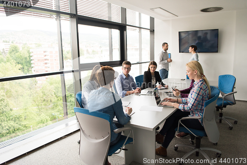 Image of Business Team At A Meeting at modern office building