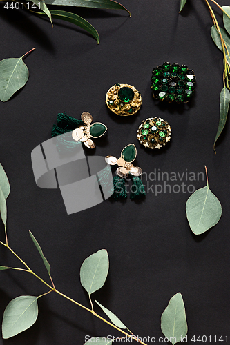 Image of Woman accessories on black, top view