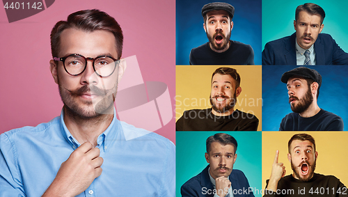 Image of Collage from images of a young man expressing different emotions