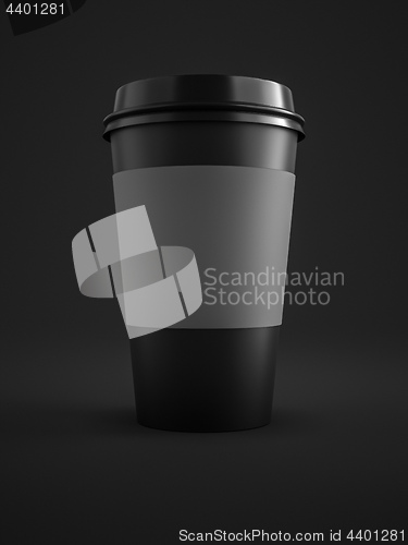 Image of black coffee to go cup isolated on black background