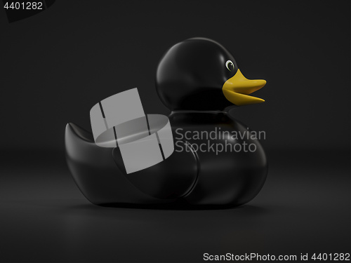 Image of black rubber duck on black background