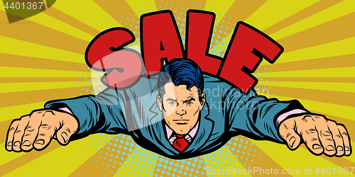 Image of Serious businessman flies, sales