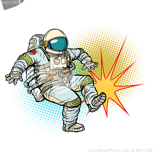 Image of Astronaut kick neutral isolated background