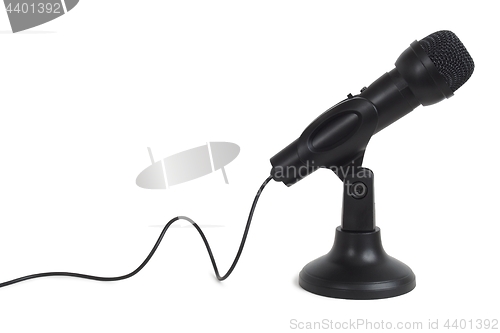 Image of Black microphone on white
