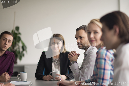 Image of Group of young people meeting in startup office