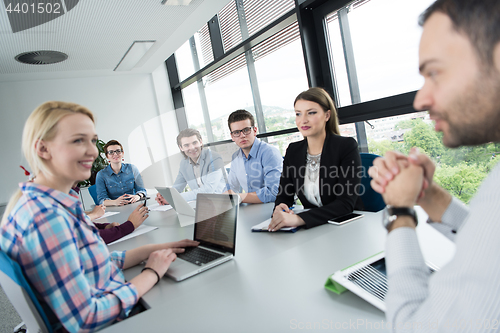 Image of Business Team At A Meeting at modern office building