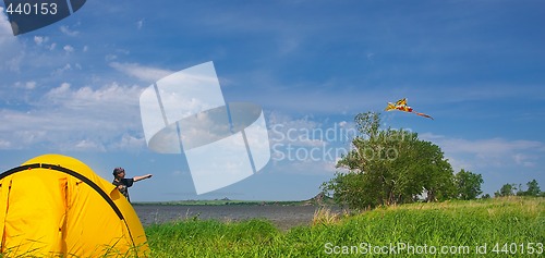 Image of summer landscape with kite