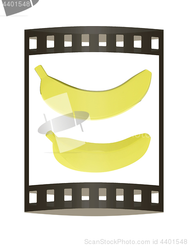 Image of bananas. 3d illustration. The film strip.