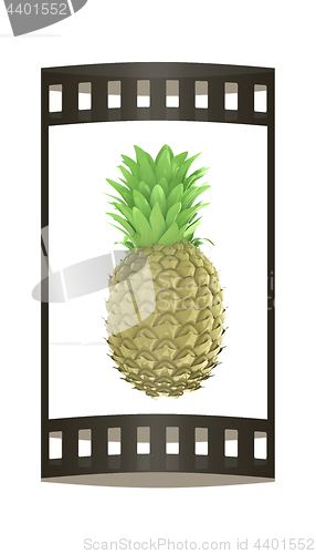 Image of pineapple.3d illustration. The film strip.