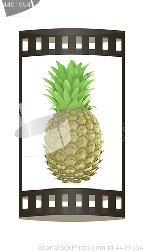 Image of pineapple.3d illustration. The film strip.