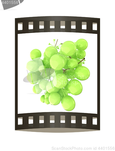 Image of Healthy fruits Green wine grapes isolated white background. Bunc