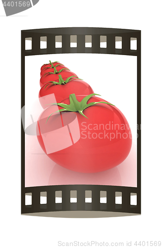 Image of tomato. 3d illustration. The film strip.