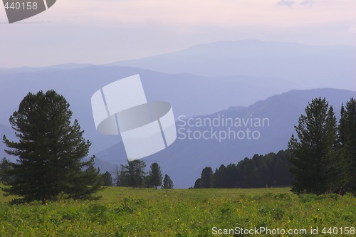 Image of landscape with mountain, on the  horizon