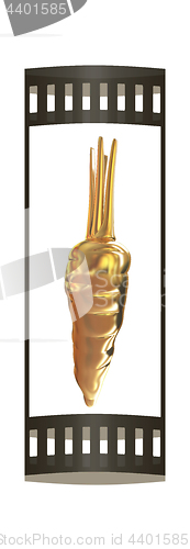 Image of Gold Carrot. 3d illustration. The film strip.