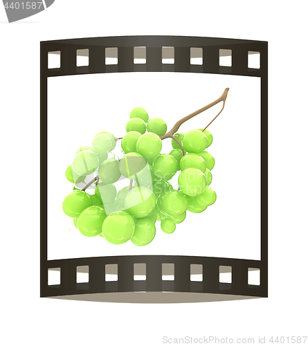 Image of Healthy fruits Green wine grapes isolated white background. Bunc