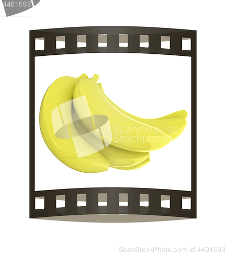 Image of bananas. 3d illustration. The film strip.