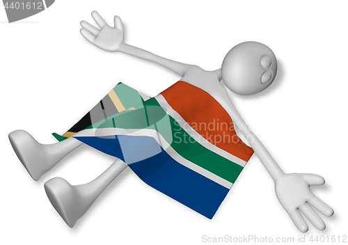 Image of dead cartoon guy and flag of south africa