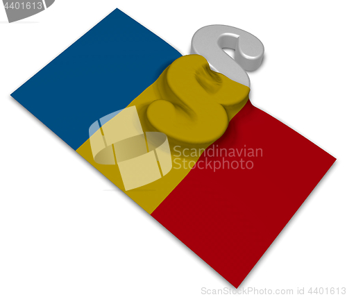 Image of paragraph symbol and flag of romania