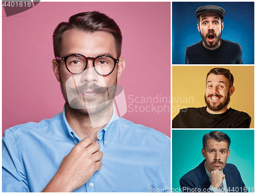 Image of Collage from images of a young man expressing different emotions