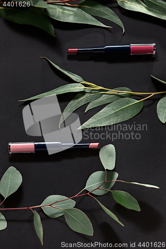 Image of Woman accessories on black, top view