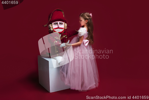 Image of The beauty ballerina who holding a nutcracker