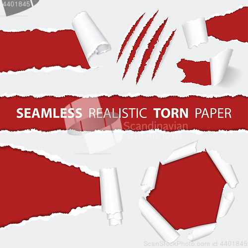 Image of Realistic Seamless Torn Paper and Scratch Claws