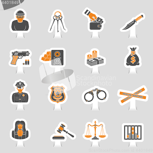 Image of Crime and Punishment Icons Sticker Set