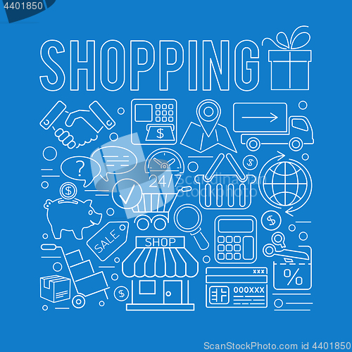 Image of Online Shopping Thin Lines Web Icon Concept