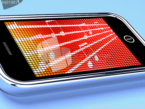 Image of Music Symbols On A Mobile Phone Shows Online Radio