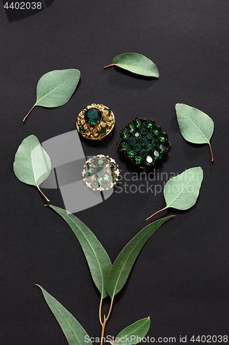 Image of Woman accessories on black, top view