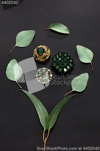 Image of Woman accessories on black, top view