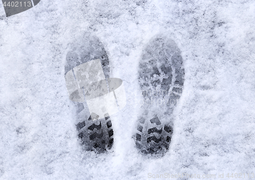 Image of Marks of shoes in the snow