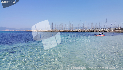 Image of Beautiful sea views with boats and yachts, L'Arenal, Majorca