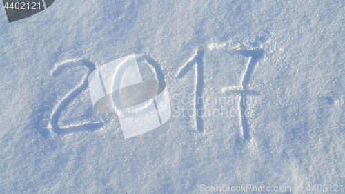 Image of 2017 drawing on the white snow 