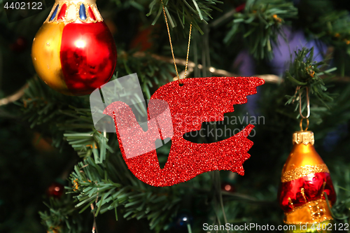 Image of Beautiful decorations on Christmas tree