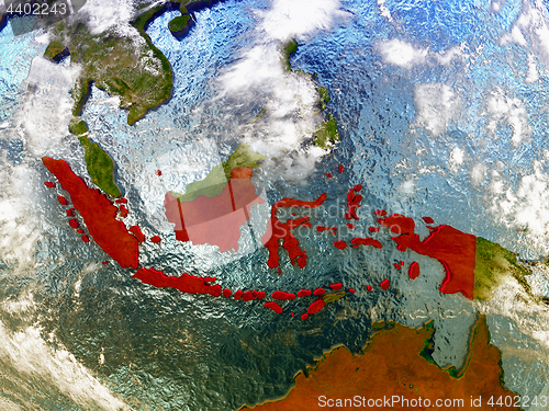 Image of Indonesia on illustrated globe