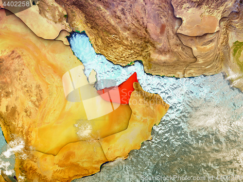 Image of United Arab Emirates on illustrated globe